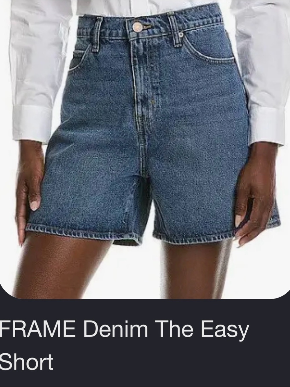 Frame Denim High-Rise Jean Shorts in Dark Blue